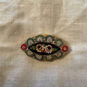 Micro mosaic Brooch Gold tone